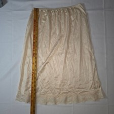 Lorraine Vintage Half Slip Beige Nylon Lace Trim Midi Length Lingerie Medium USA