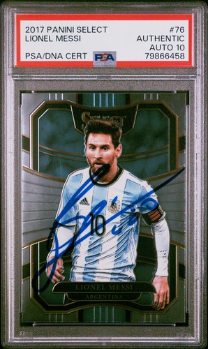 2017-18 Panini Select Soccer Lionel Messi #76 Argentina PSA AUTHENTIC AUTO 10