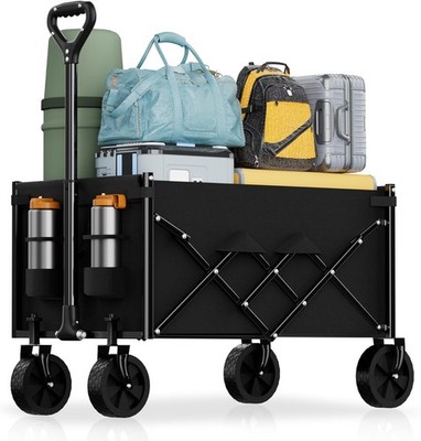 Lightweight Folding Wagon, Large Capacity Collapsible Grocery 3-1/2 cubic feet