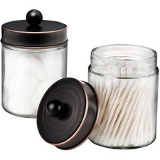 Amolliar Apothecary Jars Bathroom Storage Organizer - Cute Qtip 2 Pack, Orb