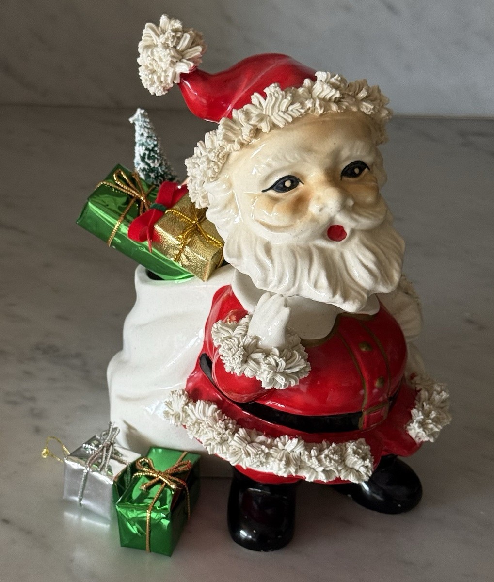 美品　noel cornet cult specialise ラピスラズリ Vintage Christmas 1950s RELPO Ceramic Nodder Santa Claus Planter
