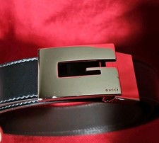Gucci Belt Buckle G Logo Genuine Leather Black Very Nice. Sizing In Description