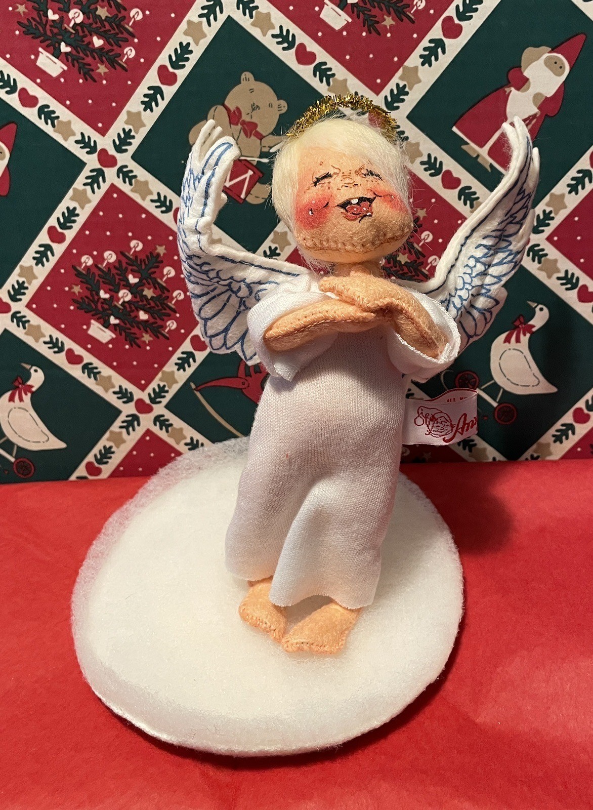 Annalee Dolls Vintage 1993 Christmas Angel Blonde Hair Tooth Smile