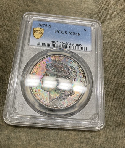 1879-S Morgan Silver Dollar PCGS MS 66 Rainbow Toned