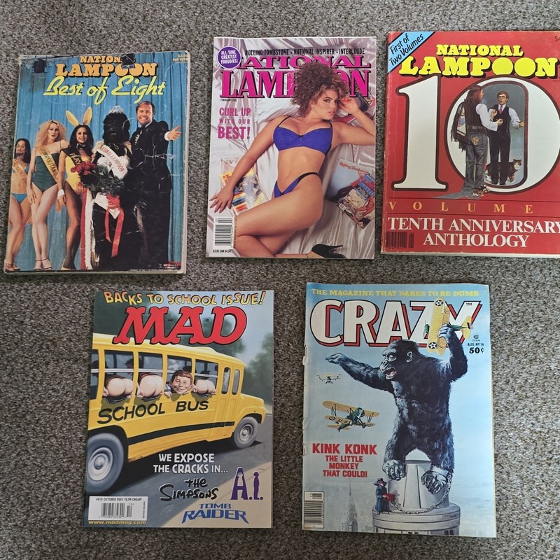 Vintage Satire & Humor Magazine Lot: National Lampoon, Mad, Crazy
