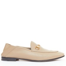 Mocassini Gucci Brixton convertibili rosa beige pelle di agnello oro Horsebit EU41
