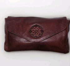 Radley Ladied Clutch Bag Dark Red Leather Logo Very Good Condition 