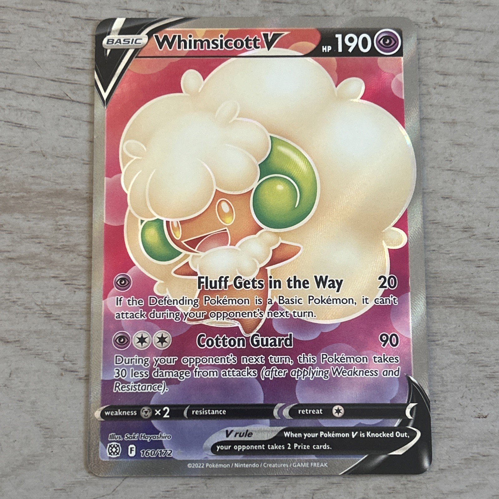 Pokémon Whimsicott V 160/172 Brilliant Stars Holo Full Art Ultra Rare NM/MINT