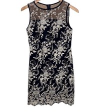 Lauren Ralph Lauren Black Floral Lace Embroidery Sleeveless Dress Women Size 4