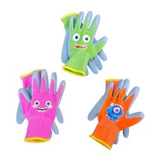 3 Pairs Kids Gardening Gloves. Children Rubber Coated Garden Small Age 3-5 