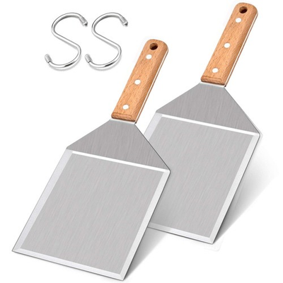 #ad Metal Spatula Set of 2 Leonyo Stainless Steel 11In Length 2 Pack Wood $21.09