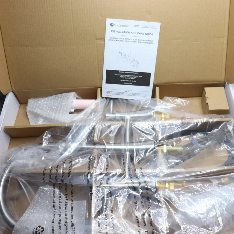 Grifo de cocina Glacier Bay con dispensador de jabón acero inoxidable 2 manijas 1009101791 Foto 3 de 4