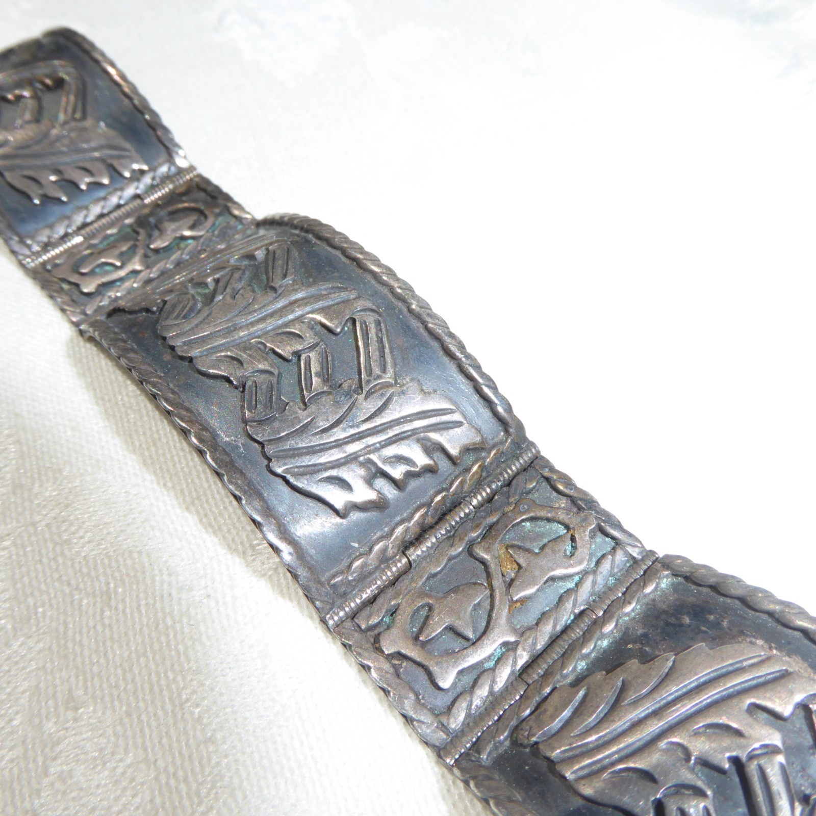 Mid Century Sterling Silver Taxco Acanthus Foliate Leaf Bracelet Los Ballesteros