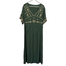 SHEIN Curve Dress Womens 2XL Embroidered Maxi Boho Flowy Short Sleeve Rayon