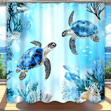 Sea Turtle Shower Curtain,Ocean Beach Shower Curtain, Tropical Summer Sea Theme