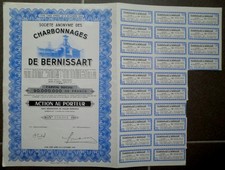 Societe Anonyme des Charbonnages de Bernissart, 1944 - mit Coupons