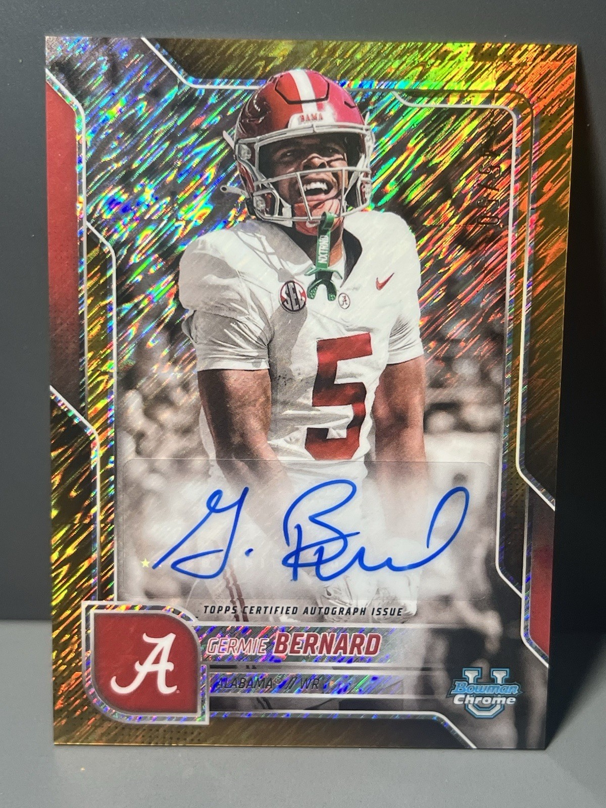 2025 Bowman U Chrome Germie Bernard Gold Shimmer SSP Auto /50 Alabama BCA-GB