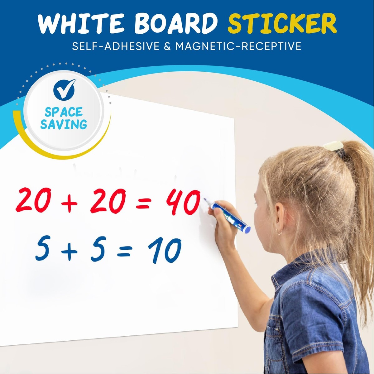 ZHIDIAN Magnetic Whiteboard Contact Paper - 3x66 Ft Wall Whiteboard Sticker With Nano Tape