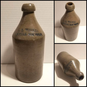 Antique Stoneware Bottle “A.L. Walker Bottle Not Sold” Cobalt Blue Stamp