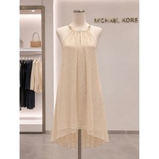 Michael Kors Flowy Shimmer Halter Dress w/Chain Neckline XS
