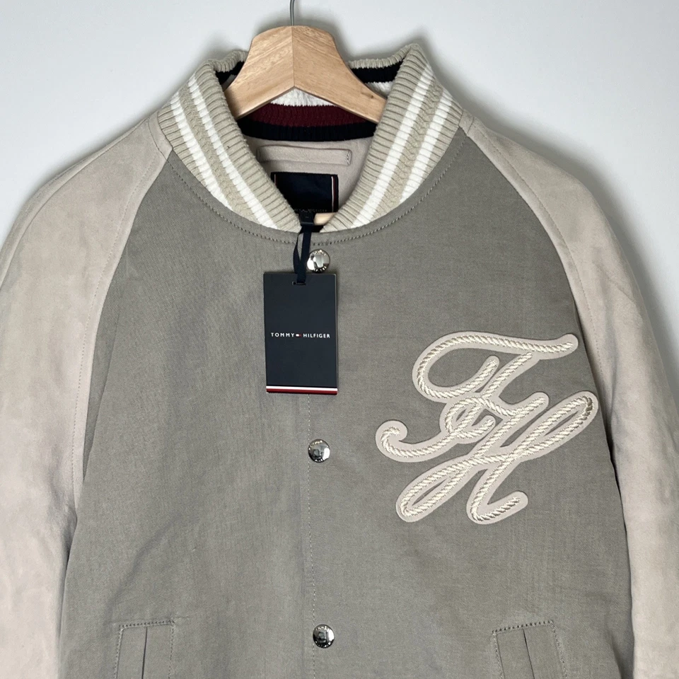 Tommy Hilfiger T1 Suede Varsity Bomber Sandalwood XL NWT (Minor Marks) Mainline - Image 2 of 4