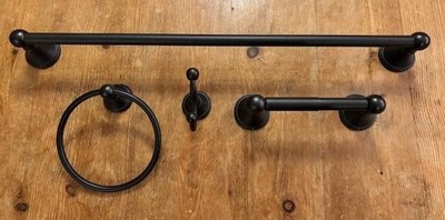 Bronze 4 Piece Towel Bar Set Bath Towel Bar Towel Ring TP Robe Hook 