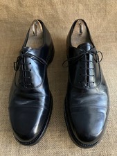 PRADA Men’s Black Leather Cap Toe Derby Shoes Size UK 8 || US 9