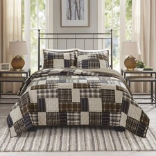 Madison Park Reversible Quilt Timber Black/Brown King/Cal King 3 Piece