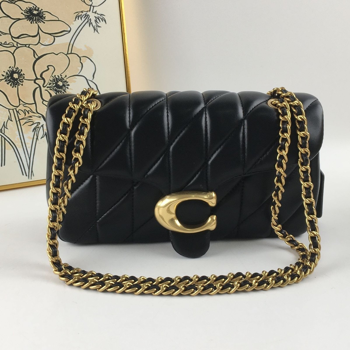 COACH Tabby Shoulder Bag 26 Quilted CP150 Brass / Black Leather