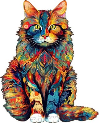 Maine Coon Holzpuzzle 300 Teile - Katzenmotiv, Irreguläre Formen, Erwachsene 15+