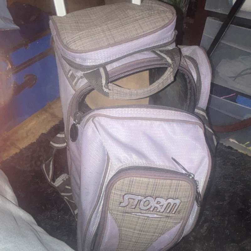 Storm Roller Bowling Bag for 2 Balls Gray Beige with Wheels Telescopic Handle