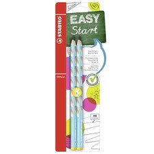 STABILO Easygraph Handwriting Pencils HB Left Handed Light Blue Barrel 2 Pack