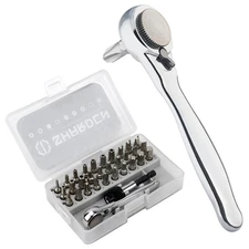 32 in 1 Ratchet Screwdriver Bit Set with Right Angle Offset 1/4" High Torque ...