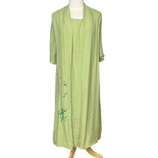 WuHou Yang Guang Maxi Midi Dress XXL Green New Floral Bamboo Design