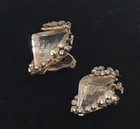 Signed Vintage Miriam Haskell Crystal Lucite and Rhinestone Clip On Earrings