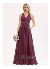 JJ's House Marguerite A-line Ruffle Chiffon Dress 206456 Mulberry Size 12