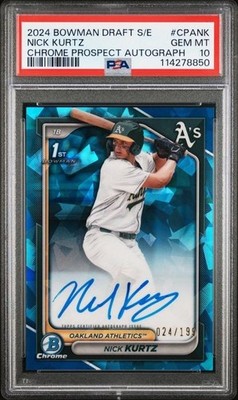 Nick Kurtz 2024 Bowman Draft Chrome 1ST Sapphire Refractor Auto 