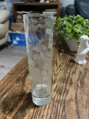 Vintage Pasabahce Carafe Floral Glass Vase Turkey Turkish Flowers . 8 tall, 2 d