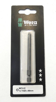 Wera | 05073529001 | Torx Bit | TX 25 | 867/4 Z | 1/4 '' | Length 89mm | New