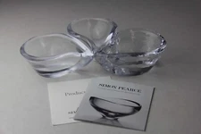 Set of 3 Simon Pearce Teardrop Glass Candy Snack Bowl Dishes