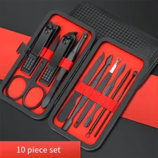 10PCS Pedicure / Manicure Set Nail Clippers Cleaner Cuticle Grooming Tools Kit