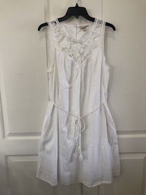 Knox Rose Dress Size M White Sleeveless Lace Front Rope Belt New