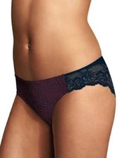Maidenform Comfort Devotion Lace Back Tanga Panty - Blue Red - Size 6 - New