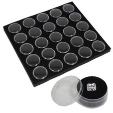 Black 25 Slot Gem Jar Foam Insert Gemstone Organize Store Display Gem Stones USA
