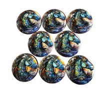 Cabinet Knobs Set of 8 Tribal Painted Horse Wood Cabinet Knobs Drawer Pulls,