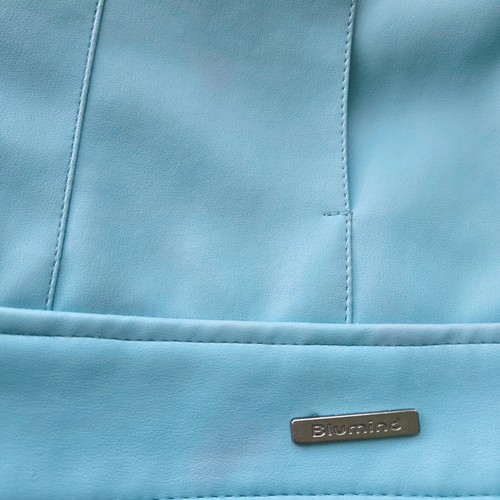 Y2K Moto Cafe Racer Jacket Size S Light Blue Faux Leather Full Zip 2000s - Picture 9 of 10