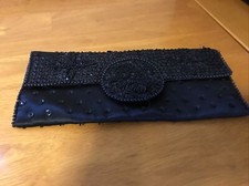 Vintage Mid Century Bon Soir Black Italian Beaded Evening Bag Clutch Purse Japan
