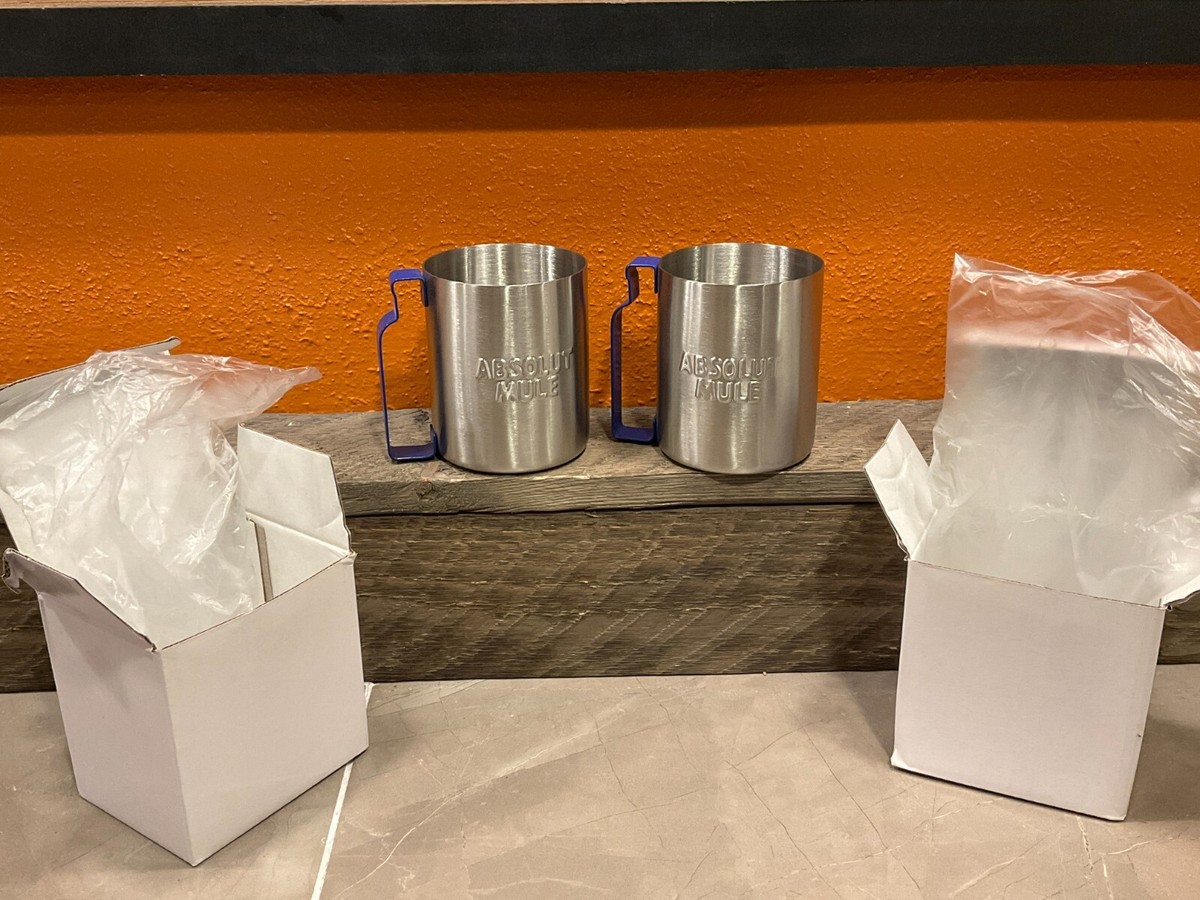 Set 2 Absolut Vodka Moscow Mule Cup Mug Stainless Bottle Shaped