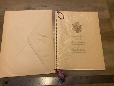 #ad President Harry S. Truman amp; VP Barkley Inaugural Dinner Program Menu $129.99