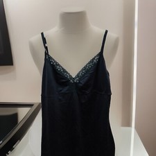 Vtg Betsey Johnson New York Floral Lace Trim Slip Dress Size M V Neckline